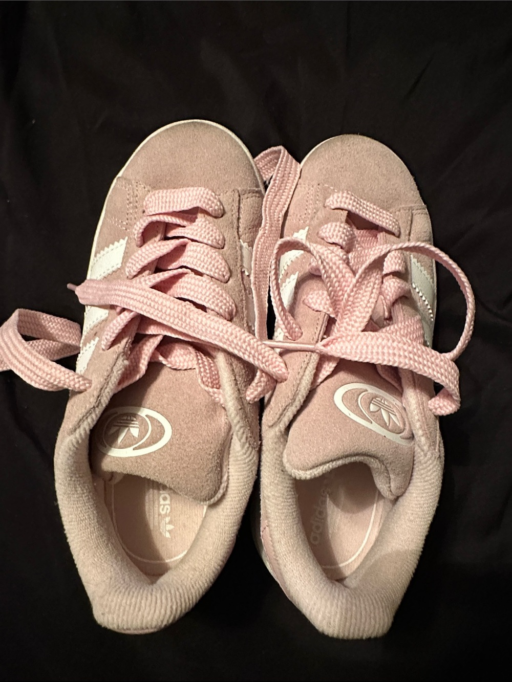 adidas Kids Pink Suede Sneakers with White Stripe